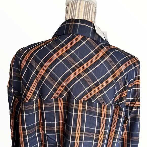 BERSHKA | Blue & Brown | OVERSIZED PLAID SHIRT - Picture 7 of 9